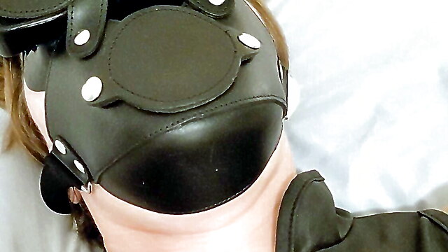 Plastic bags, breath control amateur, bound and anal dildo, tied up gagged and anal, diving mask