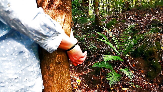 Pussy whipping punishment, tied to a tree, public slap, rough tit slapping, lactating and spanking