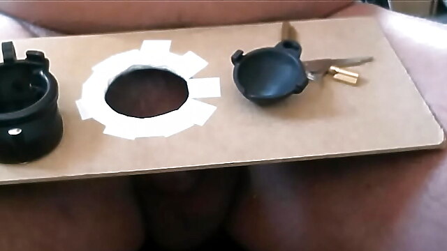 Bdsm chasity, amateur urethral, sounding myself, chastity sounding, ball stretcher