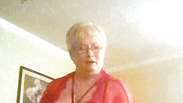 Horny big tit granny, mature cameltoe, showing off her tits, granny fat pussy, dance while