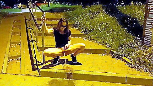 Outdoor piss couples, flashing on highway, highway hoes, pee clothes, clothes piss outdoor