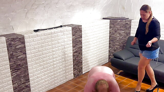 Ballbusting face slapping, mistress face whipping, ballbusting punishment, whipping marks, whip spank amateur