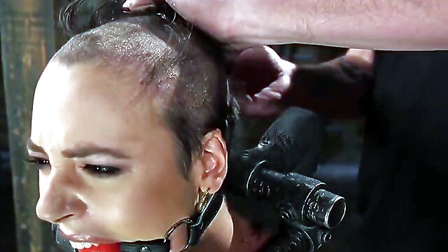 Toy gagging, bdsm devices, slave head shaving, head slave, bdsm heads have